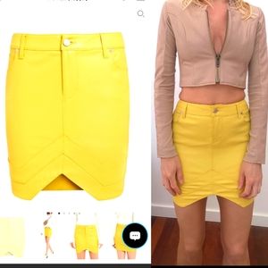 RtA tempest bold yellow 100% real leather mini skirt cs
